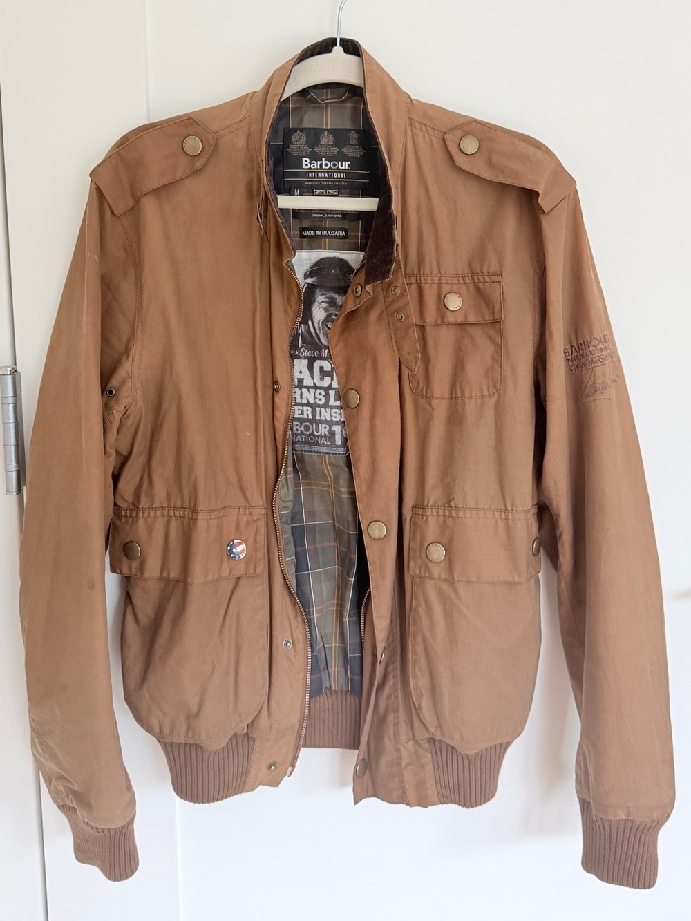 Barbour Brown Cotton Military Field Jacket with Button Pockets